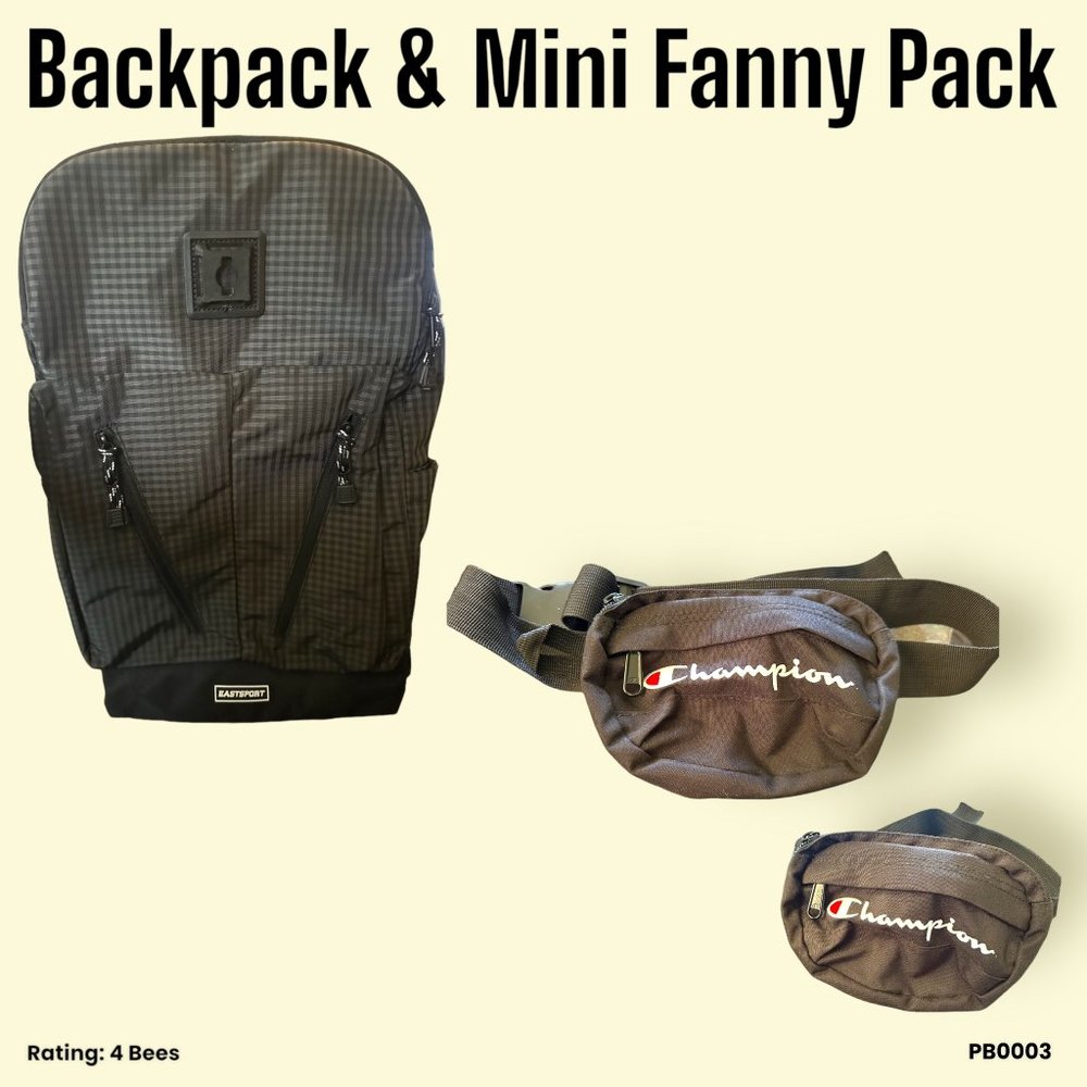 EASTSPORT BACKPACK(NEW) & CHAMPION MINI FANNY PACK(LIKE NEW)